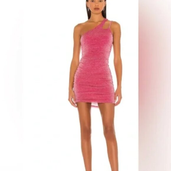 ⭐️Sparkle Minimalist One Shoulder Abstract Party Modern Trendy Baddie Mini Dress - Picture 1 of 5